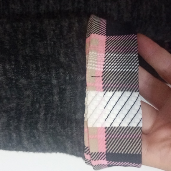 🌰 SJS. Women's quarters sleeves black /gray top sweet shit plaid hem 1X - Picture 4 of 8